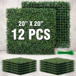 New In Box 12 PC 20x20 Inch Sunnyglade Artificial Plants Boxwood Hedge Greenery Panels Green Wall Decor Milan Grass Privacy Fence 33 Square Feet 