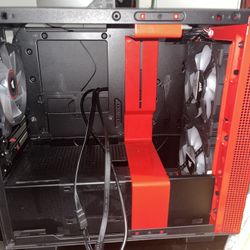 Red NZXT H210 Mini-Itx Pc Case + 3 Corsair Red Led Fans + Noctua Fan Splitters