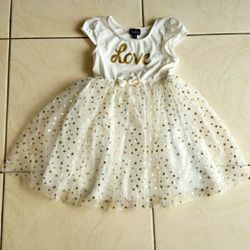 #10473-10 Girl dress,6X,White,/gold.
