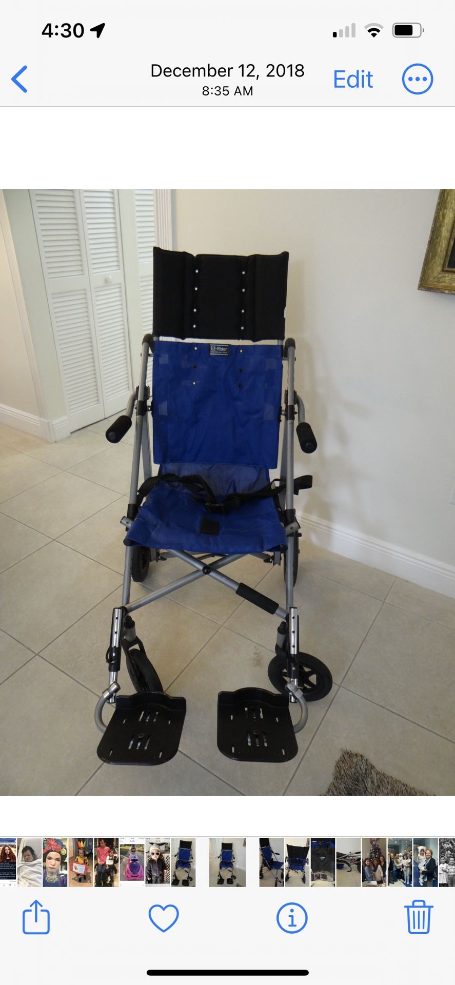 Convaid E Z Rider Compact Folding Support Wherlchair