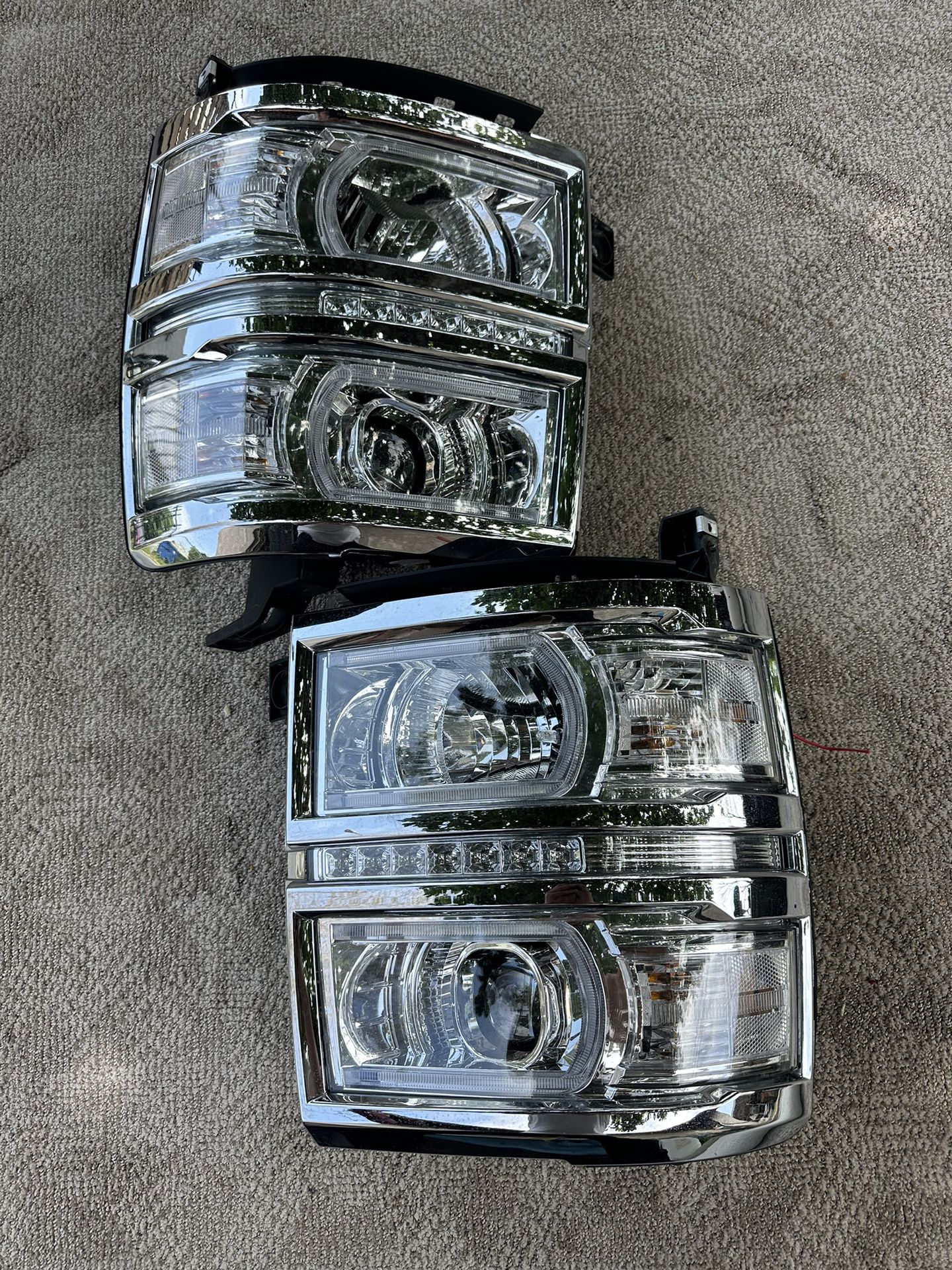 14-15 Chevy Silverado Chrome Clear Headlights/ Luces Delanteras 