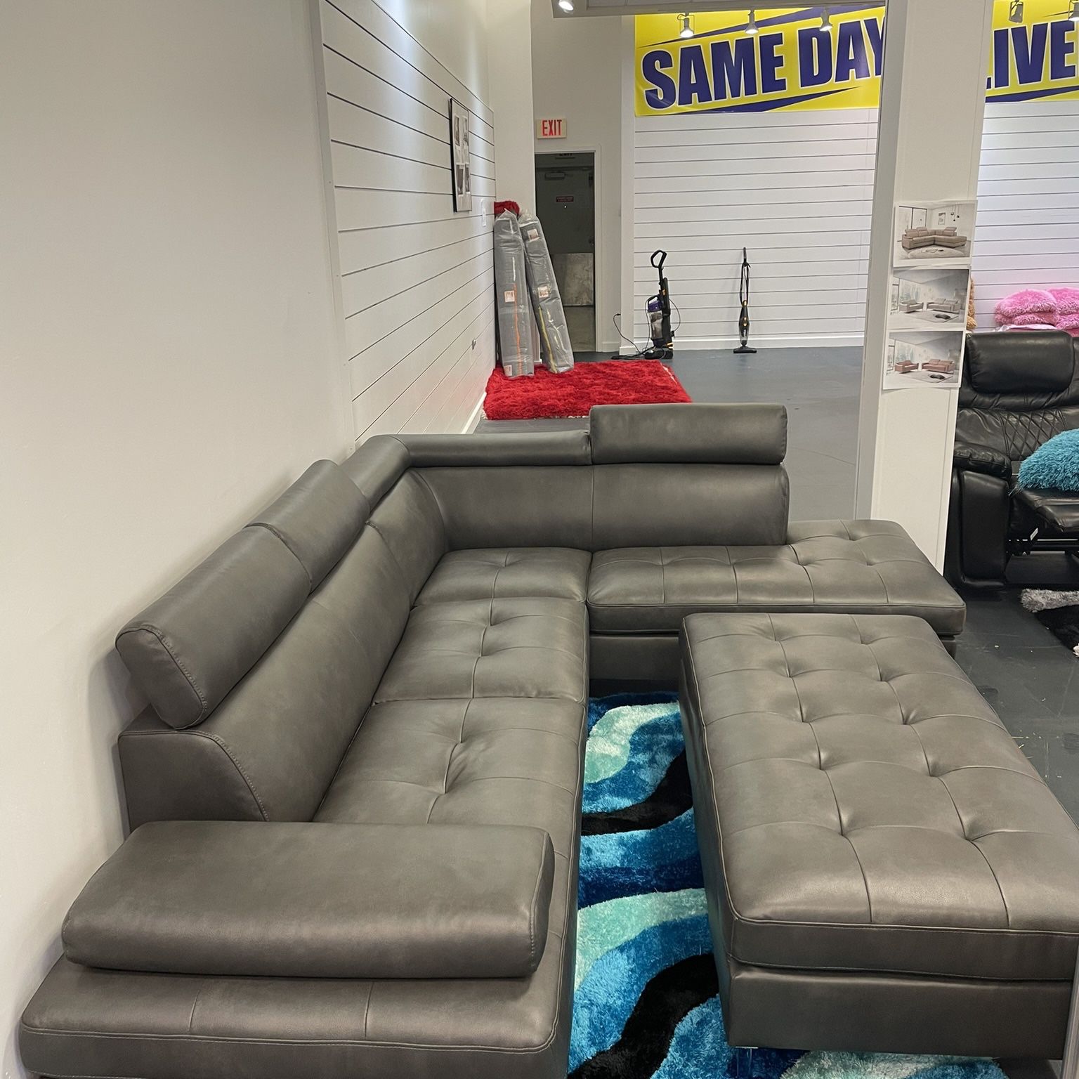 Ibiza Gray Sectional With Ottoman Only $699. Easy Finance Option. Same-Day Delivery.