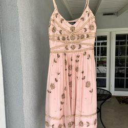 Pink and gold beaded- Adrianna Papell Evenings Dress- Size 2P (fits size 0)