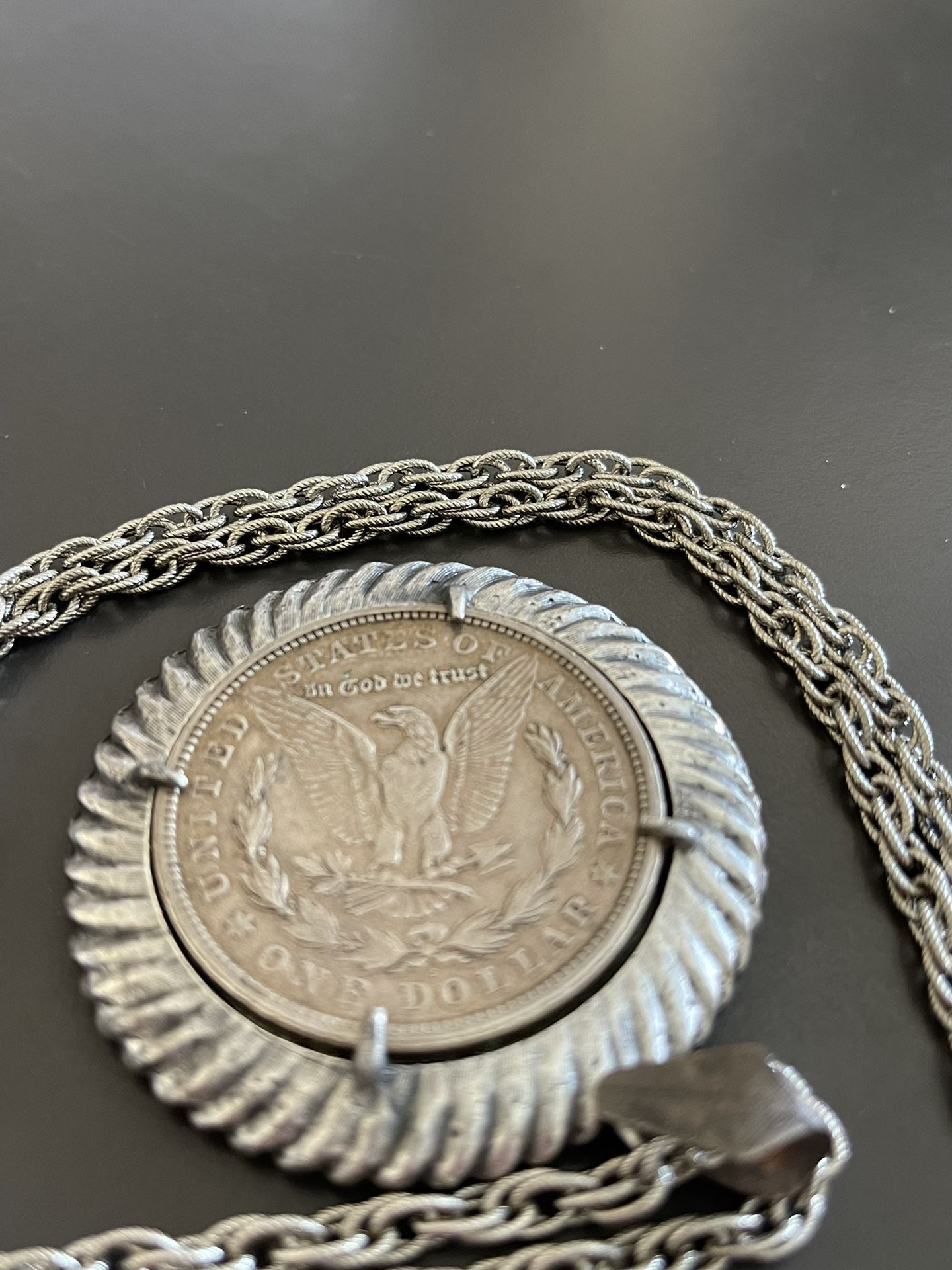 1921s Morgan Sliver Dollar PENDANT , 24” Long Chain.