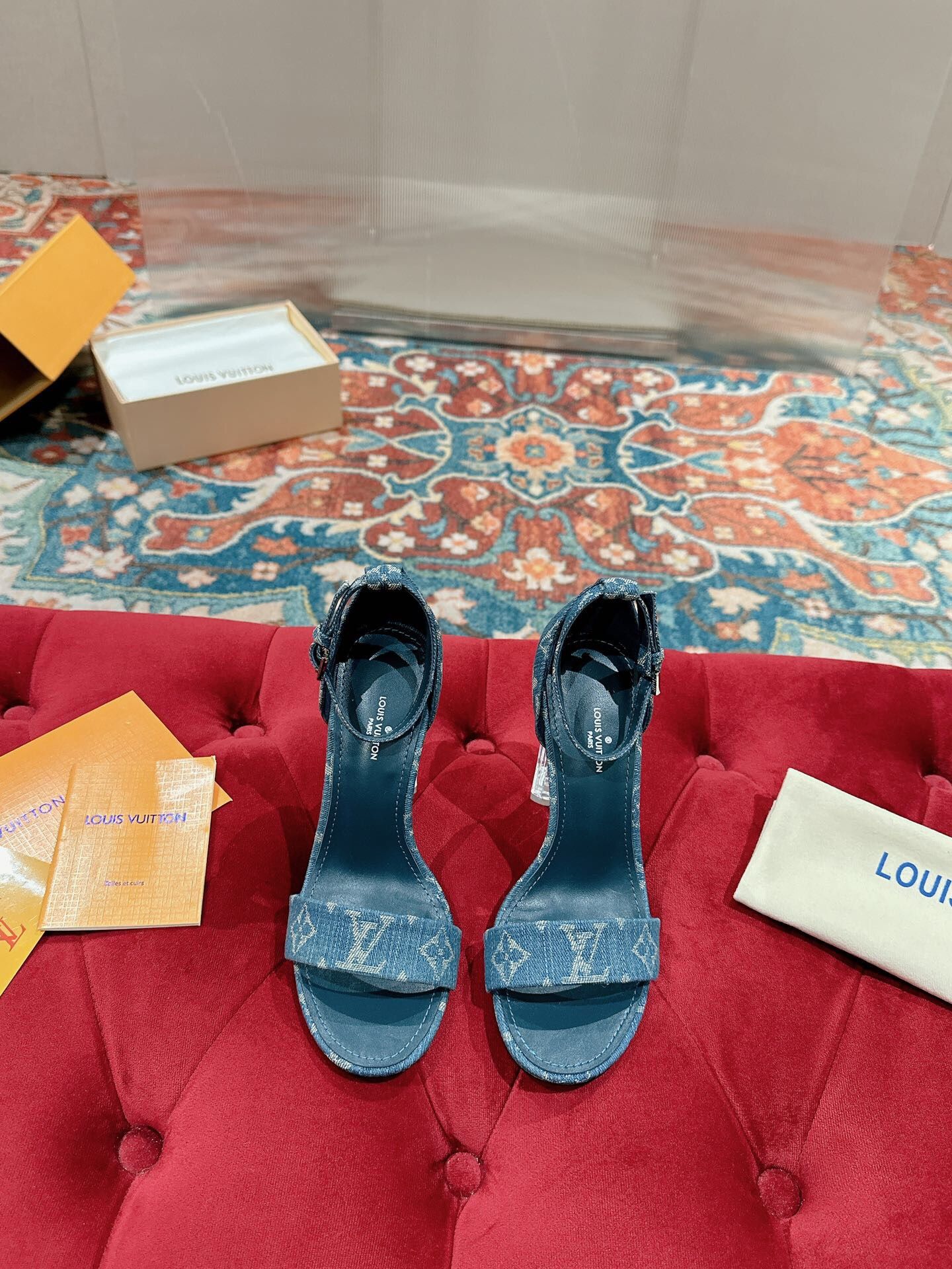 LV Louis Vuitton crystal diamond heel high-heeled sandals