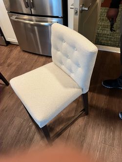 Stylish Light Beige Fabric Upholstered Dining Chair with Button Tufting