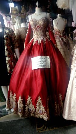 Red and Gold Quinceañera Dress- Medium