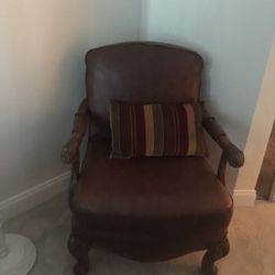 Wood and leather chair. Like new