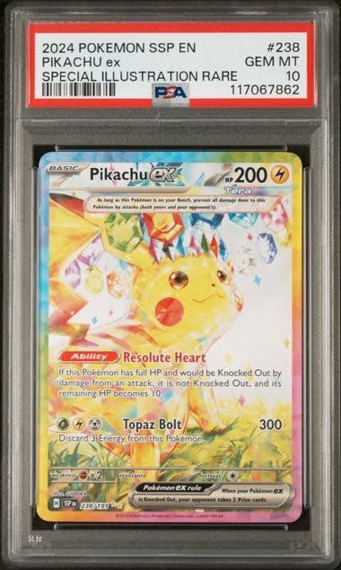 PSA 10 Pikachu ex Surging Sparks #238