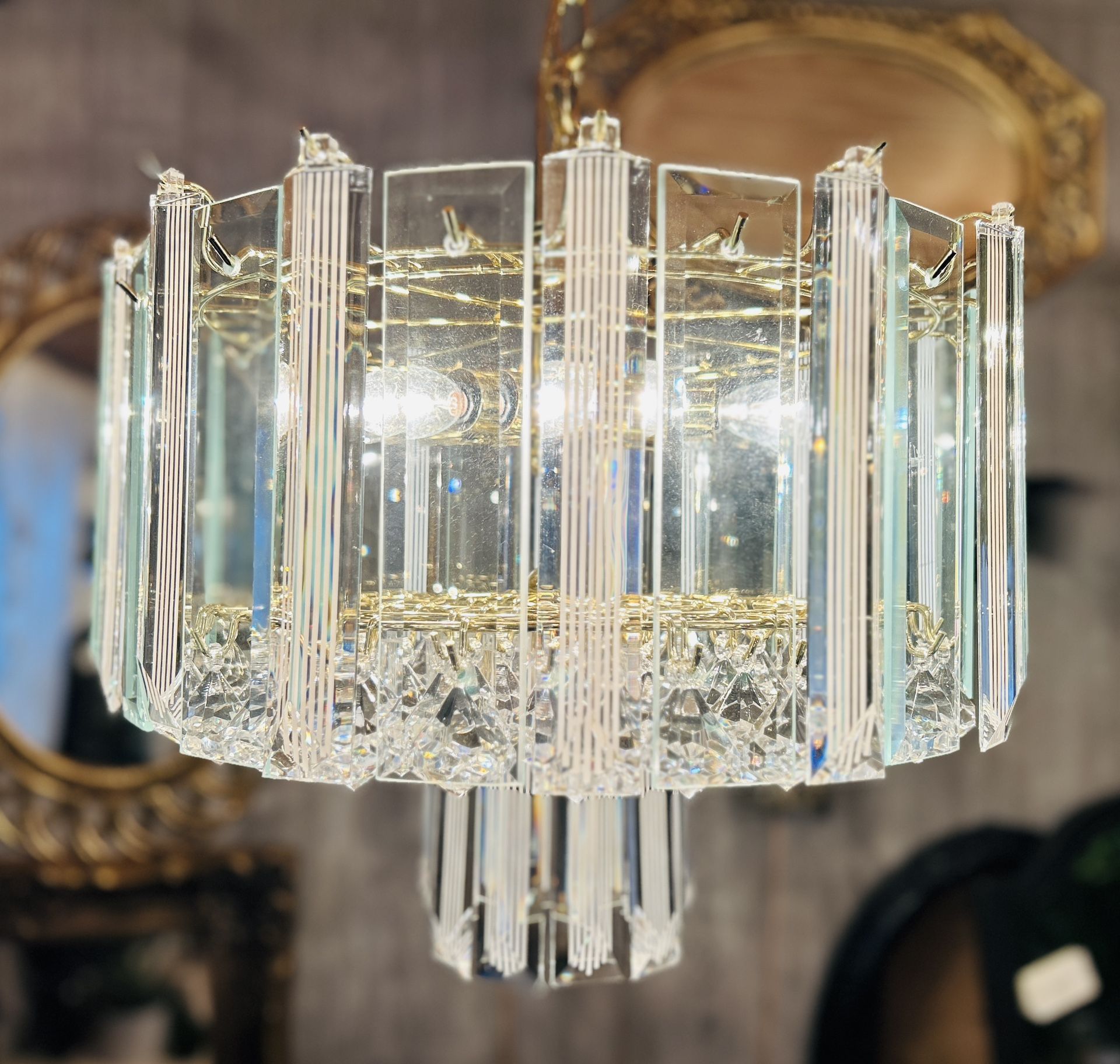 Gorgeous Vintage Acrylic & Glass Chandelier
