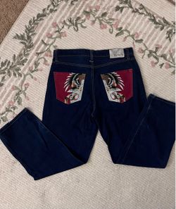 Ed Hardy Dark Wash Jeans with Eagle Graphic Pockets