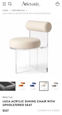 4. Modern Clear Acrylic Lucite-Style Accent / Vanity Chair – White Upholstery