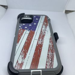 For iPhone 11 USA Flag Camouflage Belt Clíp Case 