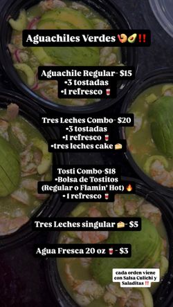 Venta de Aguachile Verdes 🍤🥑‼️
