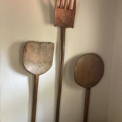 Antique Wooden Wall Utensils 