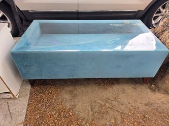 TURQOUISE OTTOMAN WITH GLASS TOP