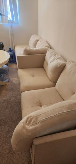 Beige Fabric Sectional Sofa