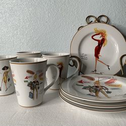Sakura Glamour Girls Stoneware Coffe/tea Mug & Plate Set