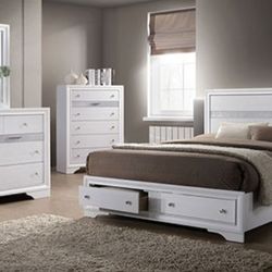 Brand New White 4pc Queen Bedroom Set (Available In Eastern King)