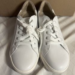 Naturalizer Morrison White Leather Sneakers Women’s 7.5 Comfort Lace Up Casual Shoes NWT 