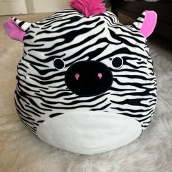 Large Zebra Squish, Mellow With Pink Mohawk