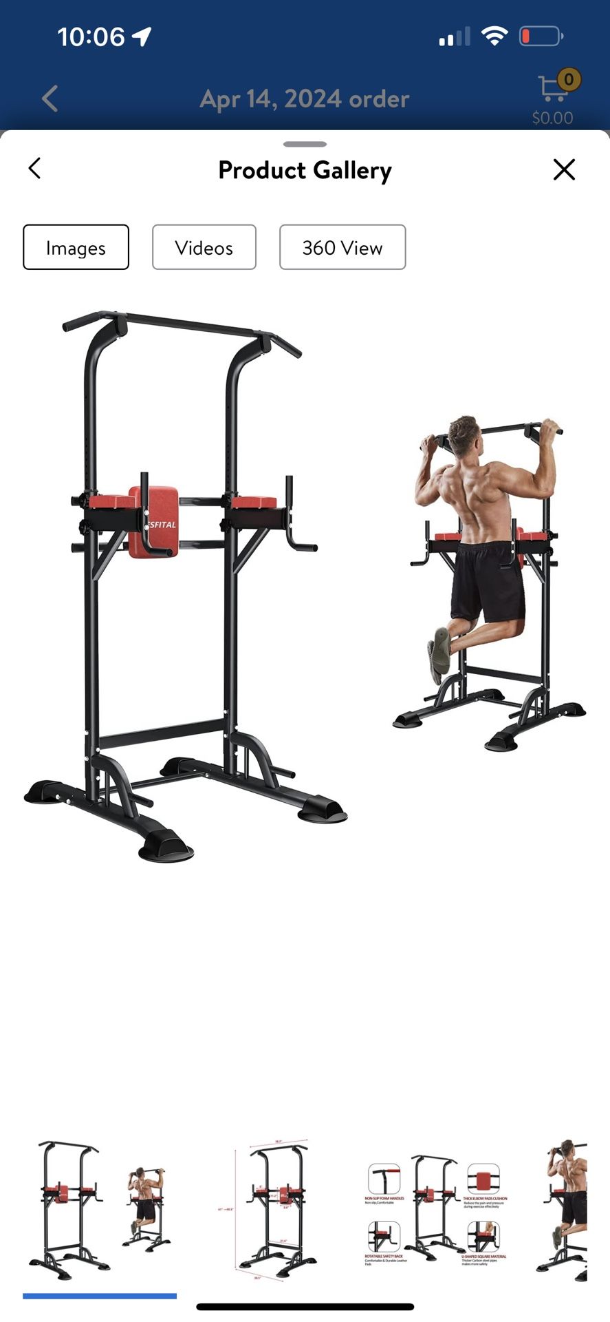 Power Tower Dip Station, Pull Up Bar Stand Height Adjustable Strength Training Equipment for Fitness Home Workout, Red/Black