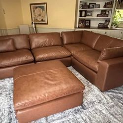 Brand New/ Brown/Beige Leather Sectional, Seccional, Couch 
