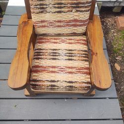 Vintage Children’s Youth Kid’s Rocking Chair Rocker, Solid Wood with Padded Fabric Seat. 