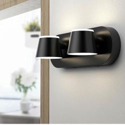 2 Light Bathroom Vanity Light LED Black Bathroom Light Fixtures Up and Down Rotatable Dimmable 13 inch Bathroom Lighting