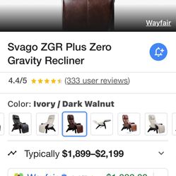 Like New ZGR Plus Zero Gravity Recliner 
