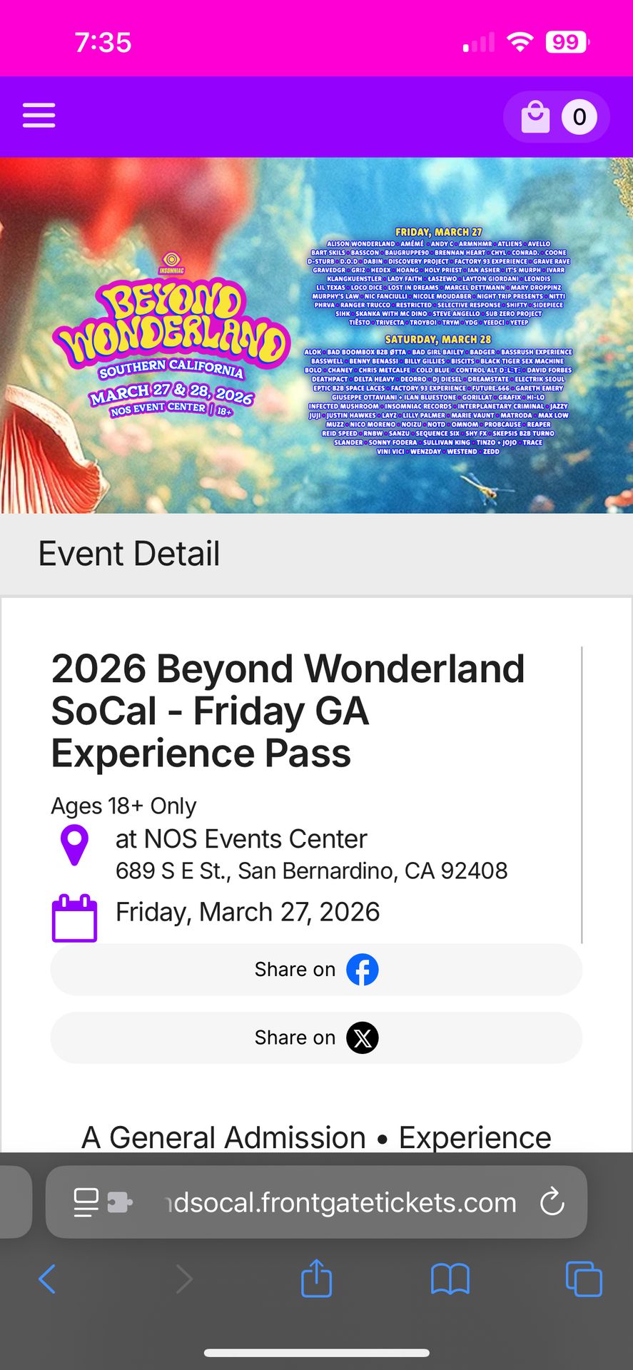 Friday GA Beyond Tickets for Sale in Fontana, CA - OfferUp