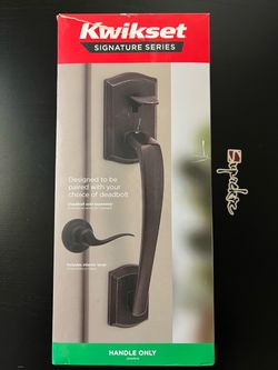 Kwikset Prescott Door Handleset Only with Tustin Door Handle in Venetian Bronze