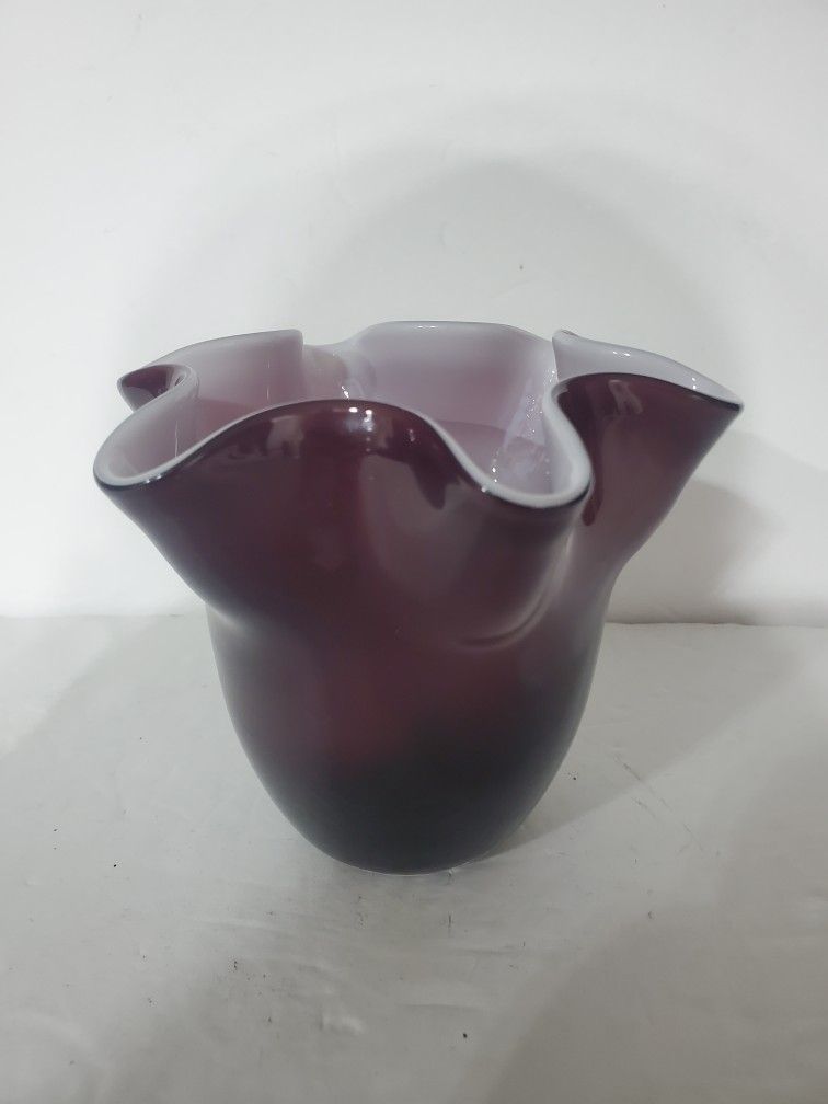 Amethyst Hand-blown Curled Decorative Art Bowl