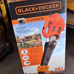 Black+Decker 9 AMP 140 MPH 450 CFM Corded Electric Handheld Axial Leaf Blower 