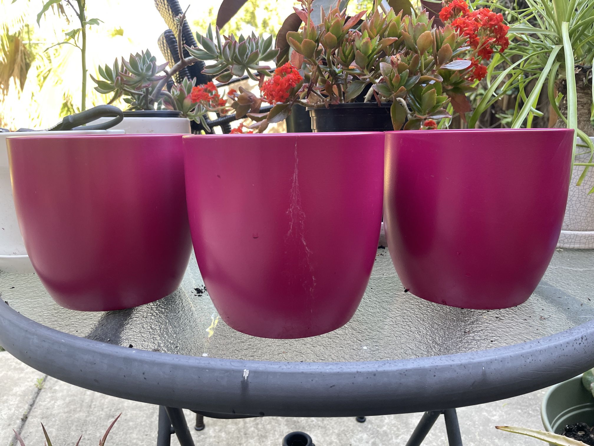 3 Pink Ceramic Pots Made In Germany