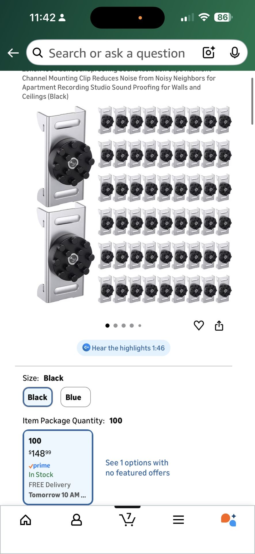 Zonon 100 Pack Soundproofing Sound Isolation Clips Resilient Channel Mounting Clip Reduces Noise from Noisy Neighbors for Apartment Recording Studio S