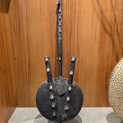 Vintage West African 10-Stringed Cowrie Shell & Gourd "Kora"