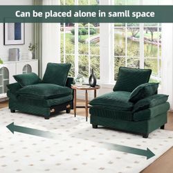 83-inch double sofa, modern 2-seater sofa, comfortable velvet double sofa (green)