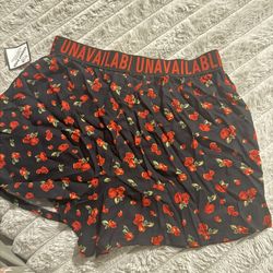 New Red Rose Floral Flannel Sleep Shorts | Size Large | Cozy Loungewear