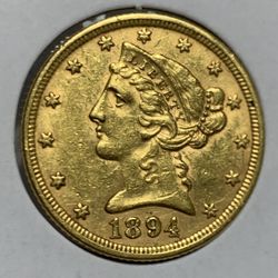 1894 $5 Liberty Head US Gold Coin