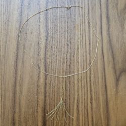 24" 14k Gold Lariat Tassle Necklace