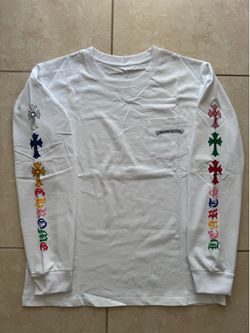 Chrome Hearts Multicolor Cross Graphic Long Sleeve White Cotton Men's Size L