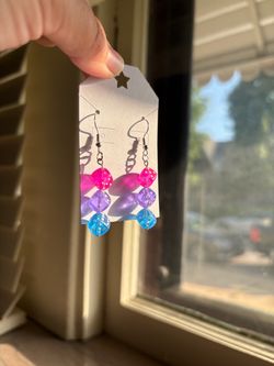 Bi pride dice earrings
