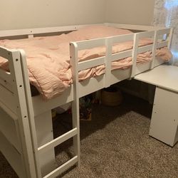 Donco Low Loft Twin Bed With Desk And Shelf