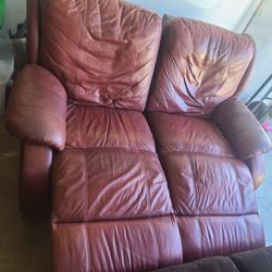Red Leather Recliner Couch
