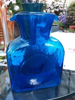 BLENKO peacock blue pitcher vintage