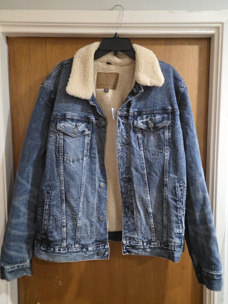 Men's Jacket Denim Sherpa Flex American Eagle XL Flex