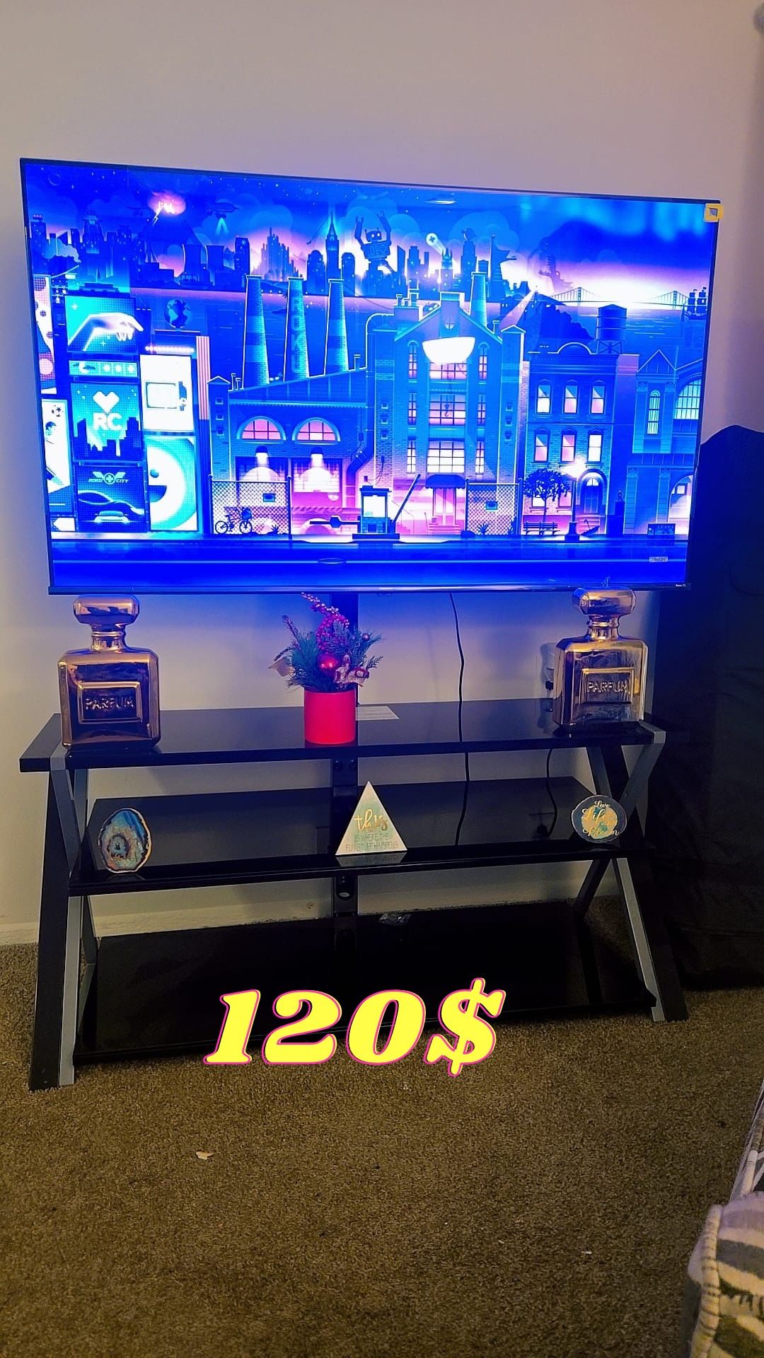 Glass & Metal TV Stand