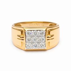 14K Yellow Gold Moissanite Cluster Ring Size 10 8.5g Men's