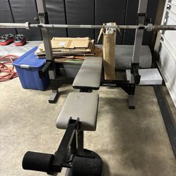 Reebok RST 250 Lifting Rack With Weights And Weight Holder